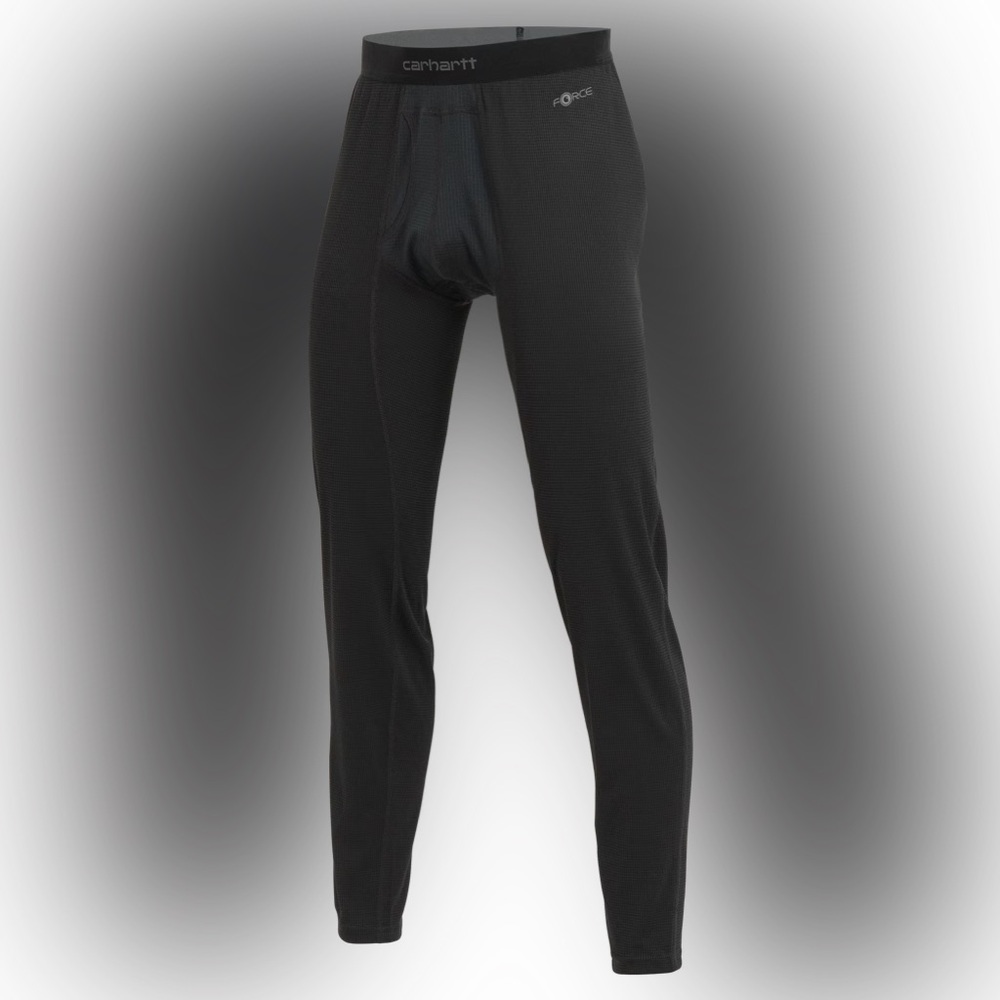 Carhartt Force Black Midweight Micro-Grid Base-Layer Pants for Men Size: XL